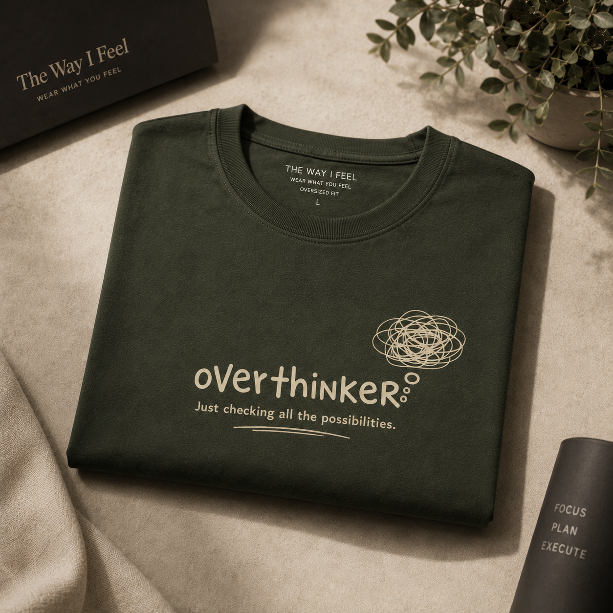 Overthinker | Oversized T-Shirt | Mossgreen
