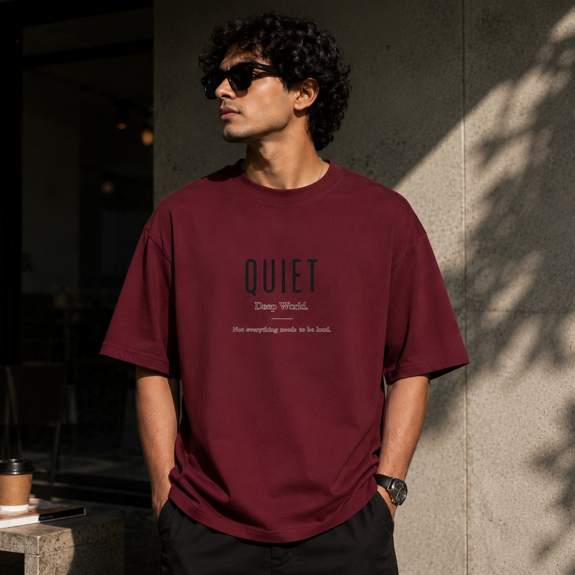 Quiet | Oversized T-Shirt | CarmineMaroon