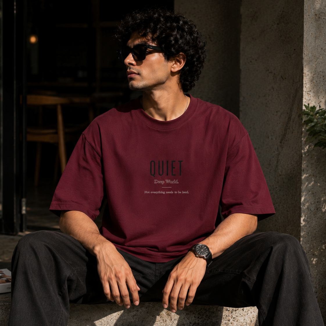 Quiet | Oversized T-Shirt | CarmineMaroon