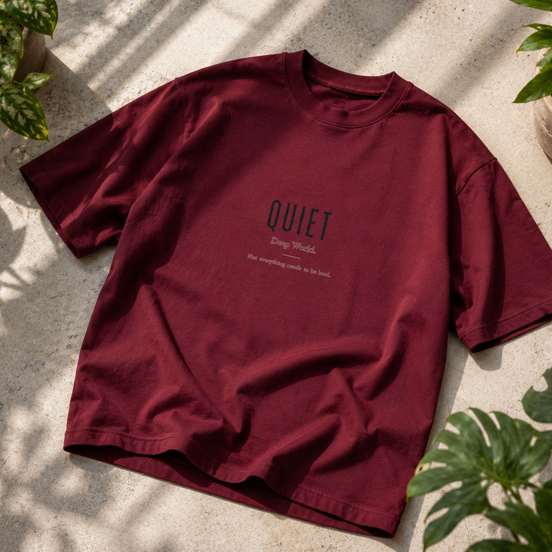 Quiet | Oversized T-Shirt | CarmineMaroon