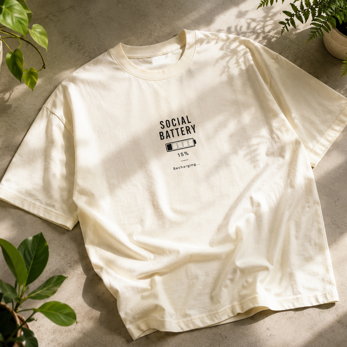 Social Battery | Oversized T-Shirt | Off White