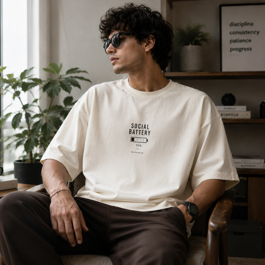 Social Battery | Oversized T-Shirt | Off White