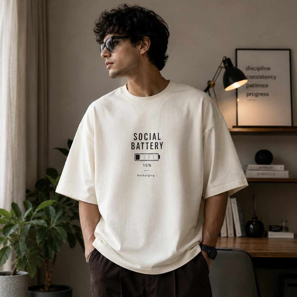Social Battery | Oversized T-Shirt | Off White