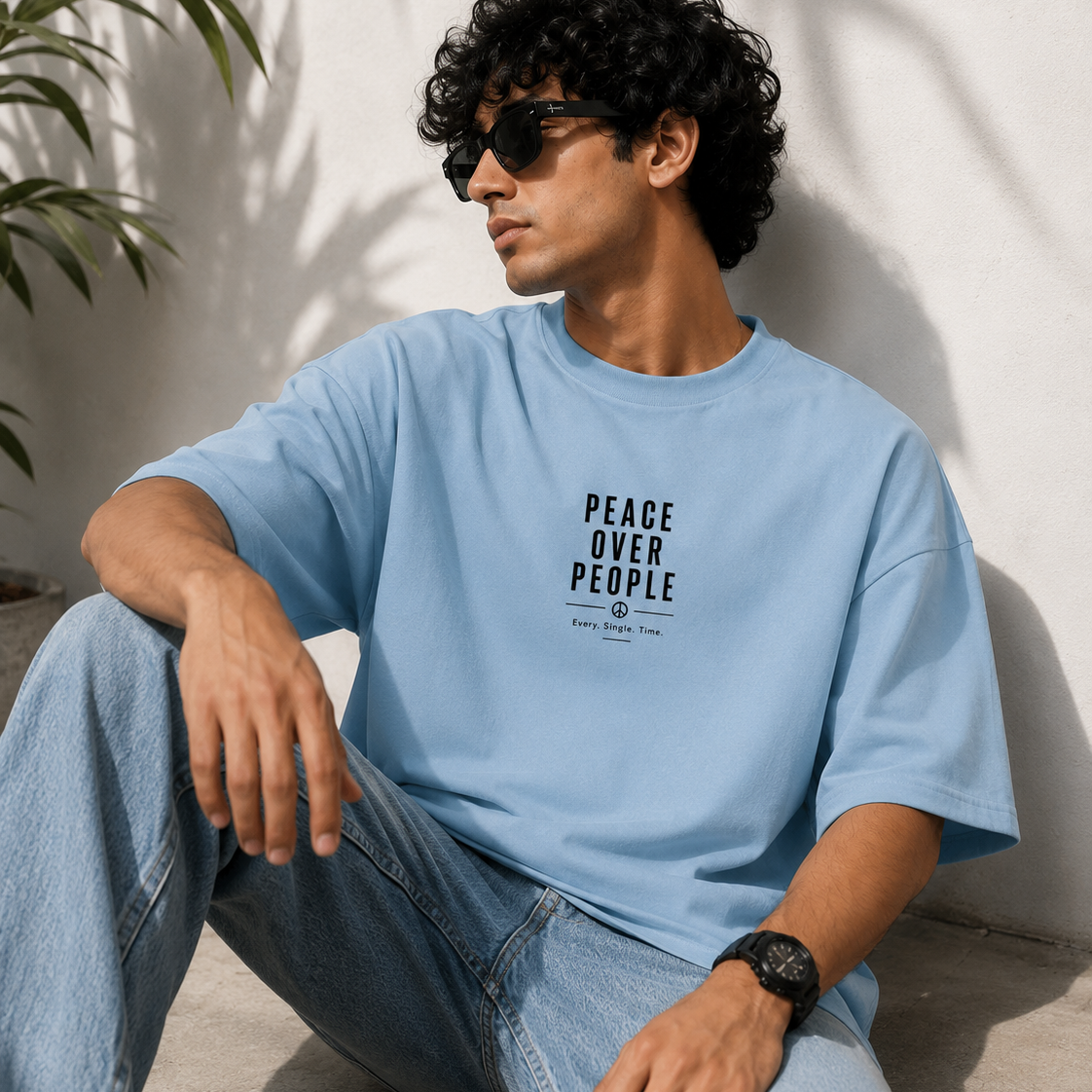Peace | Oversized T-Shirt | PearlBlue