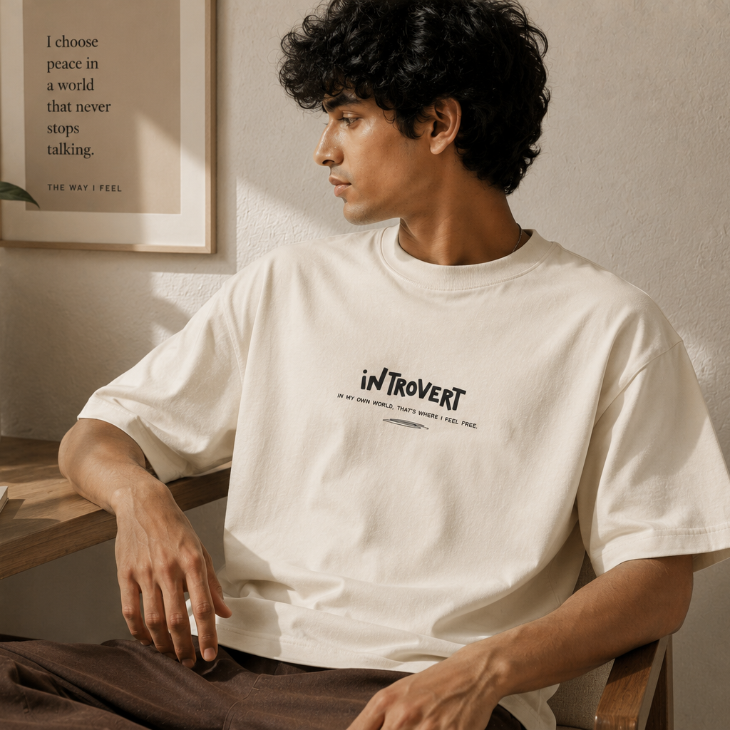 Introvert | Oversized T-Shirt | Off White