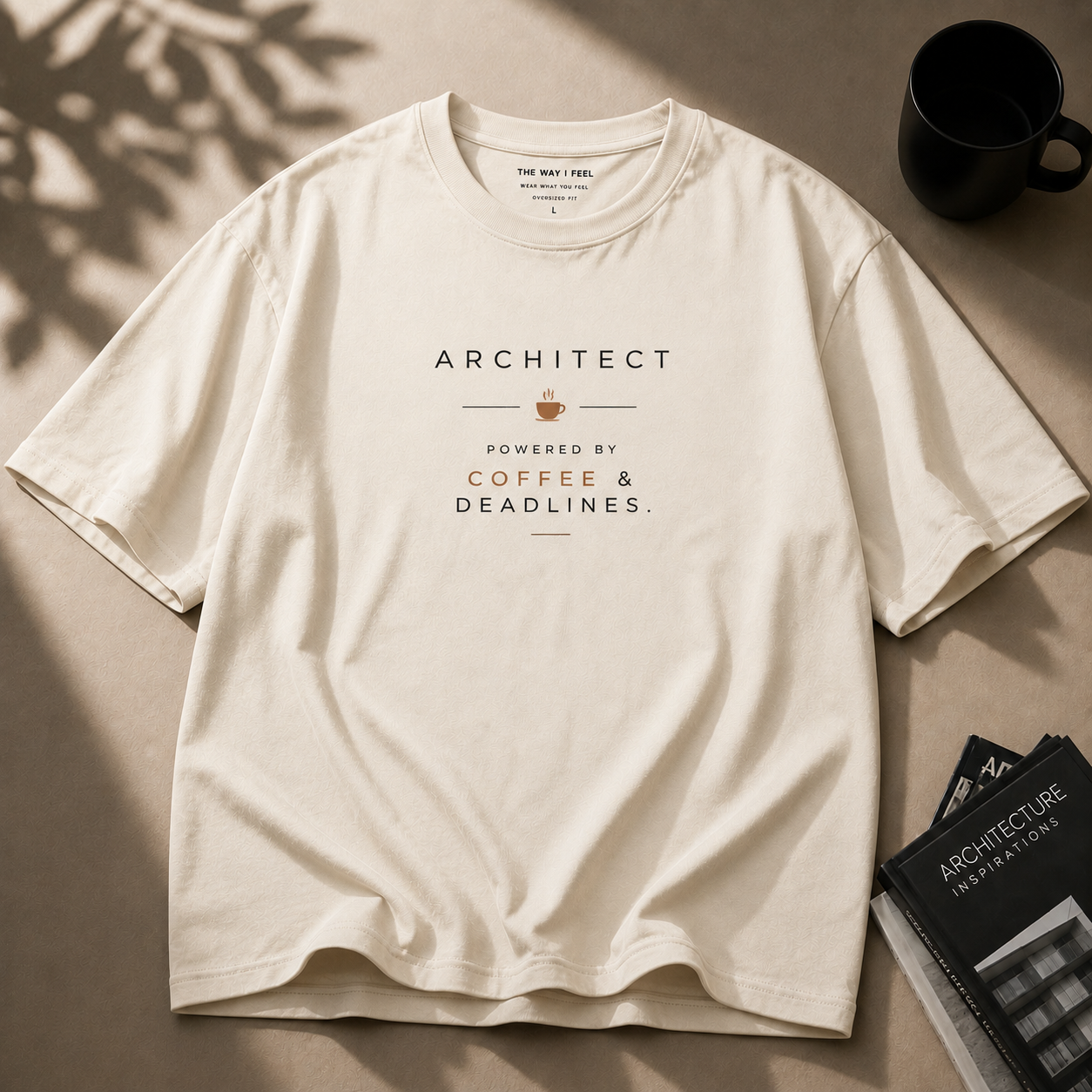 Coffee & Deadlines | Oversized T-Shirt | Offwhite