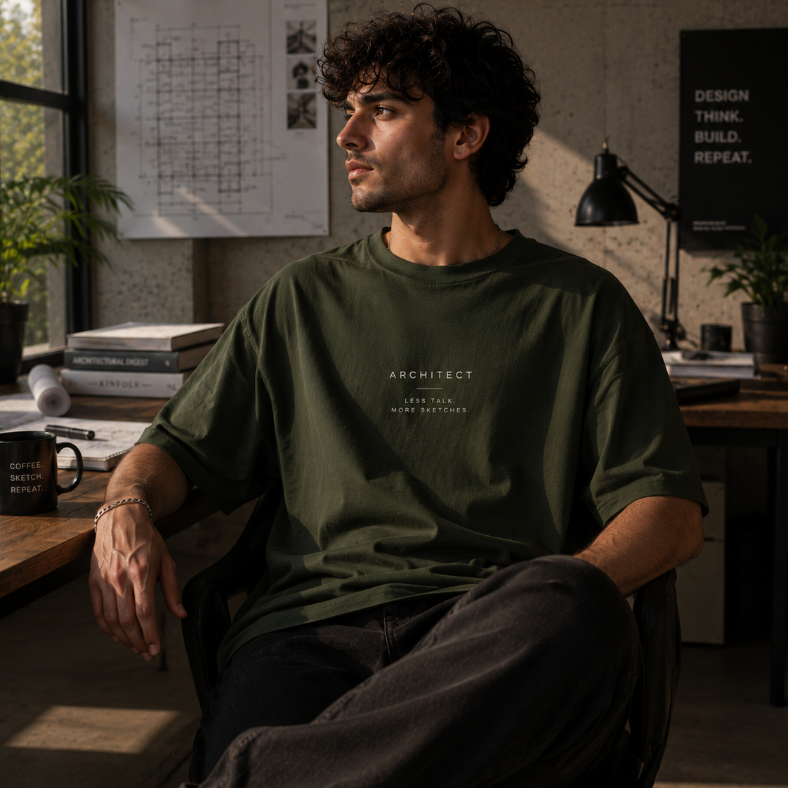 More Sketches | Oversized T-Shirt | Mossgreen