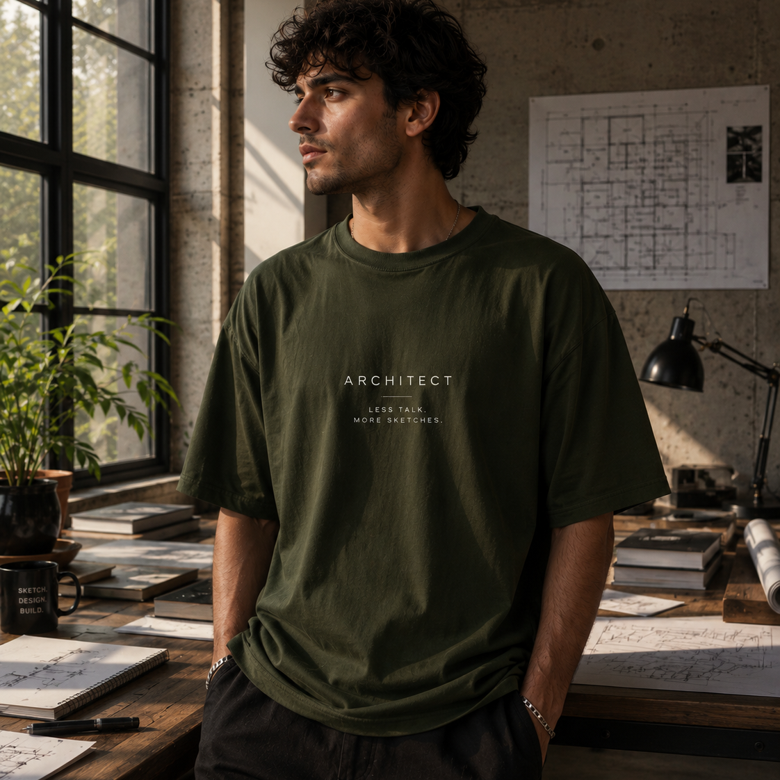 More Sketches | Oversized T-Shirt | Mossgreen