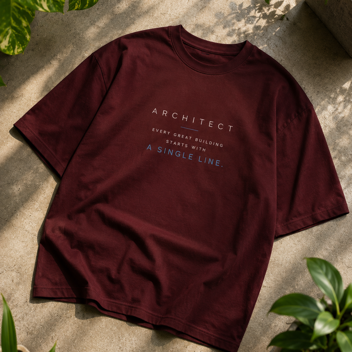 Line | Oversized T-Shirt | CarmineMaroon