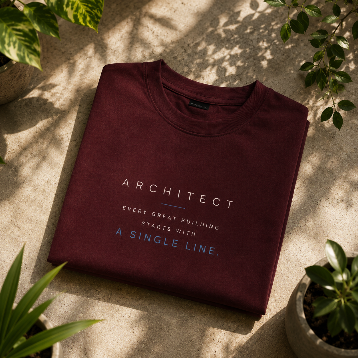Line | Oversized T-Shirt | CarmineMaroon